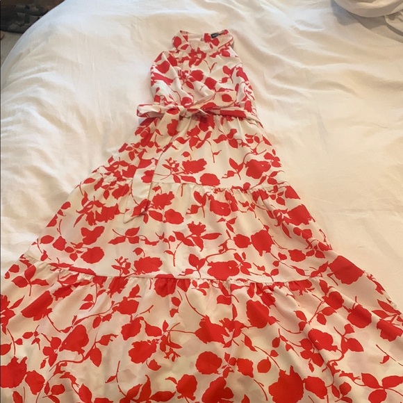 SHEIN Red and White Floral Maxi Dress - Picture 1 of 7